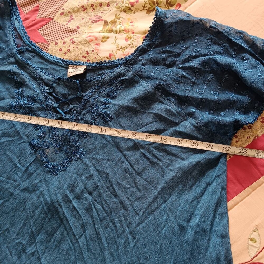 Boho Fairycore Embroidered Tunic Top Plus Size NWT Advance Apparels Festival - Picture 6 of 10